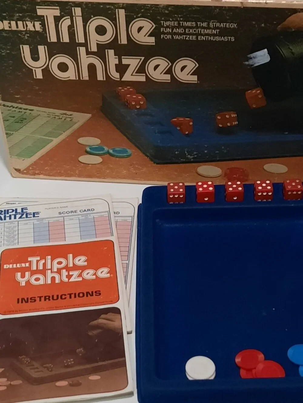 1978 Deluxe Triple Yahtzee Game by ES Lowe Complete